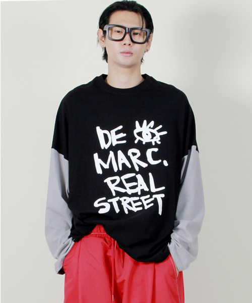 DEMARC(ドゥマーク)の「オーバーサイズストリートテキスト配色長袖Tシャツブラック(Tシャツ/カットソー・メンズ・その他・MEDIUM/LARGE)」の5枚目の写真