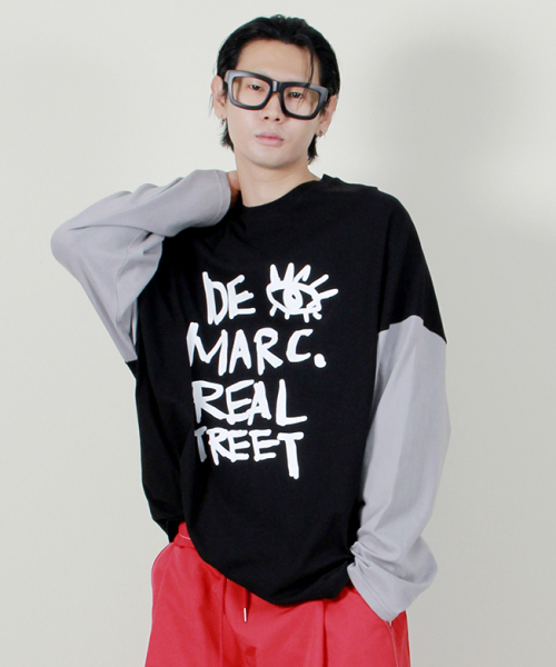 DEMARC(ドゥマーク)の「オーバーサイズストリートテキスト配色長袖Tシャツブラック(Tシャツ/カットソー・メンズ・その他・MEDIUM/LARGE)」の7枚目の写真