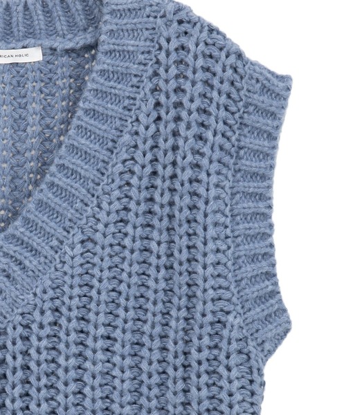 AMERICAN HOLIC（アメリカンホリック）の「ローゲージVネックニットベスト（ベスト・レディース・チャコールグレー/ブルー/ベージュ・FREE）」の10枚目の写真