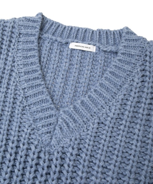 AMERICAN HOLIC（アメリカンホリック）の「ローゲージVネックニットベスト（ベスト・レディース・チャコールグレー/ブルー/ベージュ・FREE）」の12枚目の写真