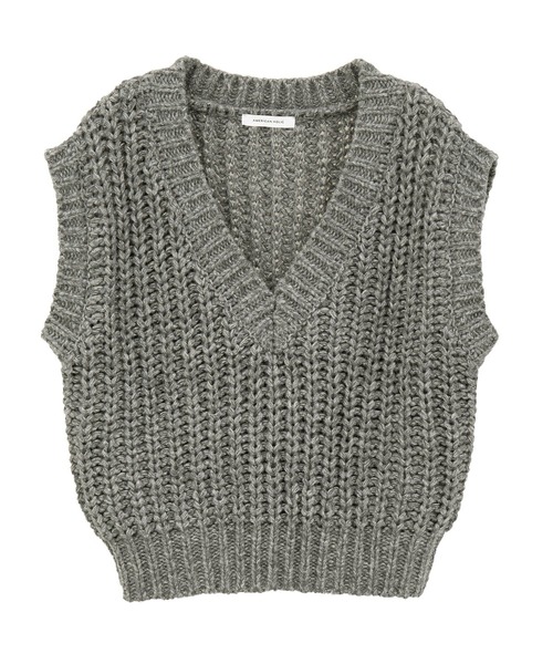 AMERICAN HOLIC（アメリカンホリック）の「ローゲージVネックニットベスト（ベスト・レディース・チャコールグレー/ブルー/ベージュ・FREE）」の6枚目の写真