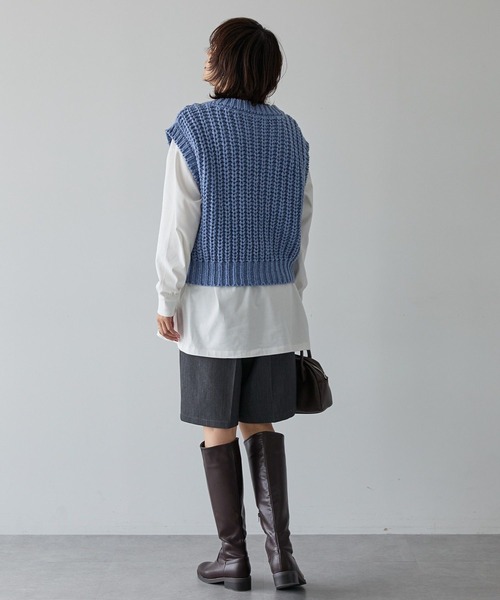 AMERICAN HOLIC（アメリカンホリック）の「ローゲージVネックニットベスト（ベスト・レディース・チャコールグレー/ブルー/ベージュ・FREE）」の18枚目の写真