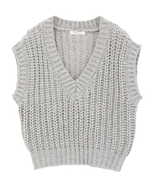 AMERICAN HOLIC（アメリカンホリック）の「ローゲージVネックニットベスト（ベスト・レディース・チャコールグレー/ブルー/ベージュ・FREE）」の4枚目の写真