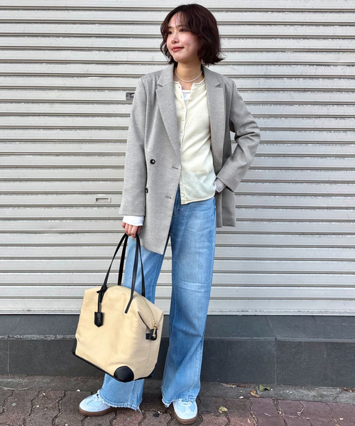 SLOBE IENA（スローブイエナ）の「《セットアップ対応可/追加2》ウォッシャブルツイルダブルジャケット（テーラードジャケット・レディース・グレー/ネイビー・36/38）」の8枚目の写真