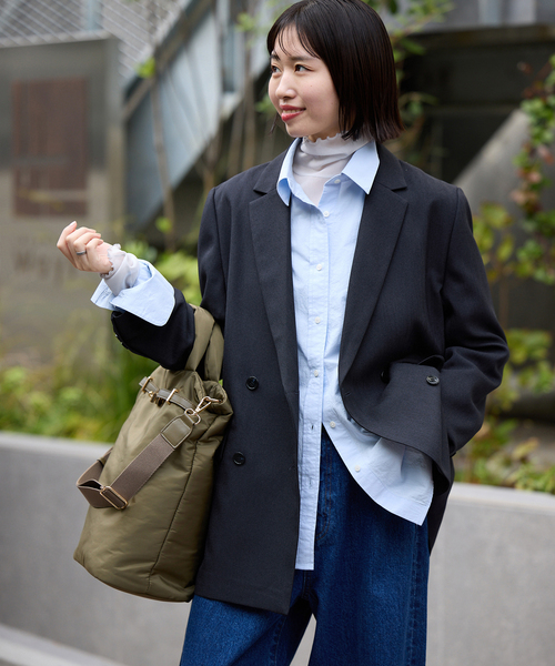 SLOBE IENA（スローブイエナ）の「《セットアップ対応可/追加2》ウォッシャブルツイルダブルジャケット（テーラードジャケット・レディース・グレー/ネイビー・36/38）」の7枚目の写真