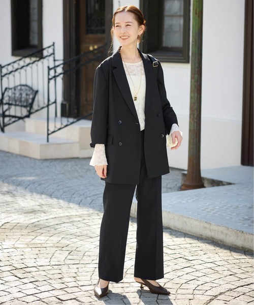 SLOBE IENA（スローブイエナ）の「《セットアップ対応可/追加2》ウォッシャブルツイルダブルジャケット（テーラードジャケット・レディース・グレー/ネイビー・36/38）」の12枚目の写真