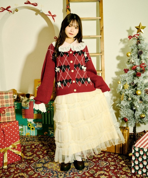 セール】【クティールとレトロ】レースリボンハート柄アーガイル