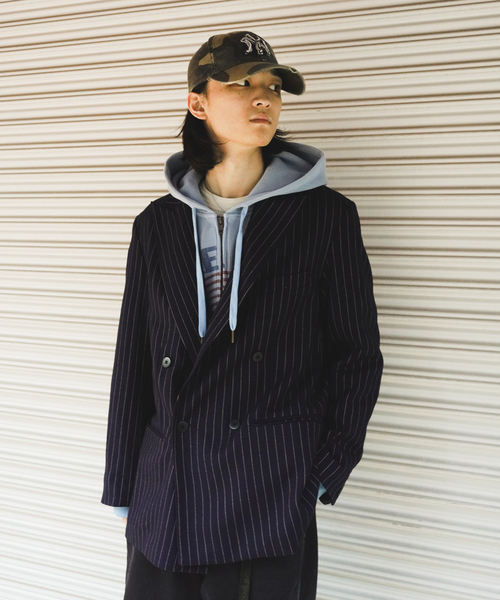 JOINT WORKS（ジョイントワークス）の「J ダブルストライプジャケット（テーラードジャケット・メンズ・チャコールグレー/ネイビー・MEDIUM/LARGE）」の2枚目の写真