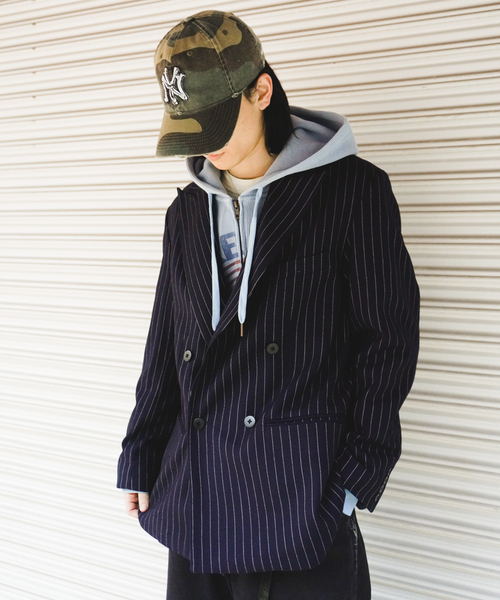 JOINT WORKS（ジョイントワークス）の「J ダブルストライプジャケット（テーラードジャケット・メンズ・チャコールグレー/ネイビー・MEDIUM/LARGE）」の3枚目の写真