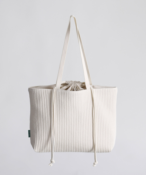GREEN STUFF(グリーンスタッフ)の「boat string bag 66 corduroy canvas - ivory L(エコバッグ/サブバッグ・レディース・その他・FREE)」の1枚目の写真