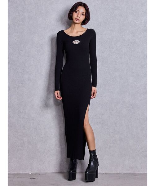 GYDA(ジェイダ)の「GD bijou MOLD LONGニットワンピース(ワンピース・レディース・ブラック/グレー・FREE)」の1枚目の写真