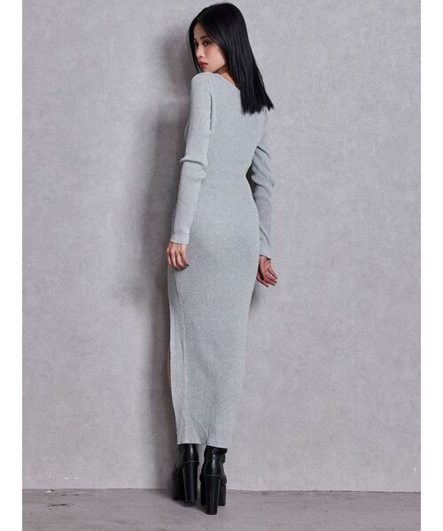 GYDA(ジェイダ)の「GD bijou MOLD LONGニットワンピース(ワンピース・レディース・ブラック/グレー・FREE)」の15枚目の写真