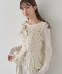 【新品未使用タグ付き】Chesty フラワー　ベスト 花柄 刺繍　ペプラム Chesty - 新品 チェスティ ツイード×ファーペプラムトップス ベスト