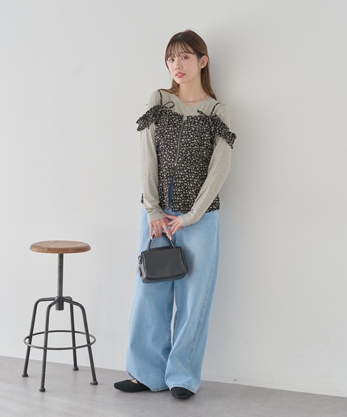 earth music&ecology（アースミュージックアンドエコロジー）の「フラワーペプラムビスチェ（ベスト・レディース・アイボリー/ブラック・FREE）」の7枚目の写真