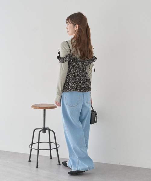 earth music&ecology（アースミュージックアンドエコロジー）の「フラワーペプラムビスチェ（ベスト・レディース・アイボリー/ブラック・FREE）」の9枚目の写真