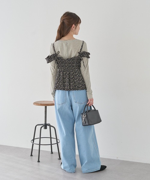 earth music&ecology（アースミュージックアンドエコロジー）の「フラワーペプラムビスチェ（ベスト・レディース・アイボリー/ブラック・FREE）」の10枚目の写真