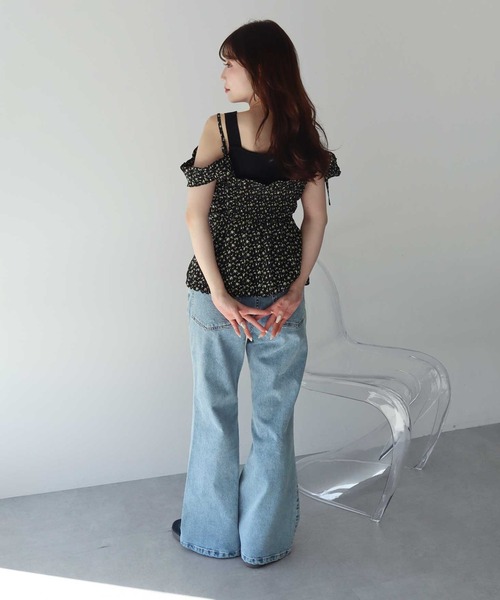 earth music&ecology（アースミュージックアンドエコロジー）の「フラワーペプラムビスチェ（ベスト・レディース・アイボリー/ブラック・FREE）」の22枚目の写真