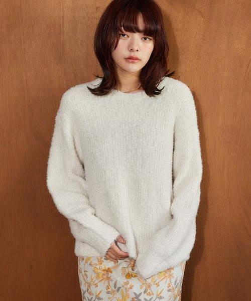 mysty woman（ミスティウーマン）の「ファンシーニット 636342（ニット/セーター・レディース・オフホワイト/グレー/ブルー/ピンク系その他・FREE）」の2枚目の写真