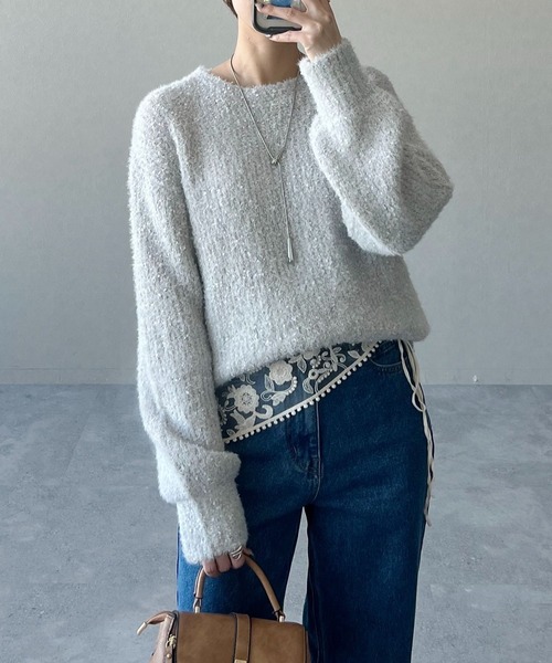 mysty woman（ミスティウーマン）の「ファンシーニット 636342（ニット/セーター・レディース・オフホワイト/グレー/ブルー/ピンク系その他・FREE）」の19枚目の写真