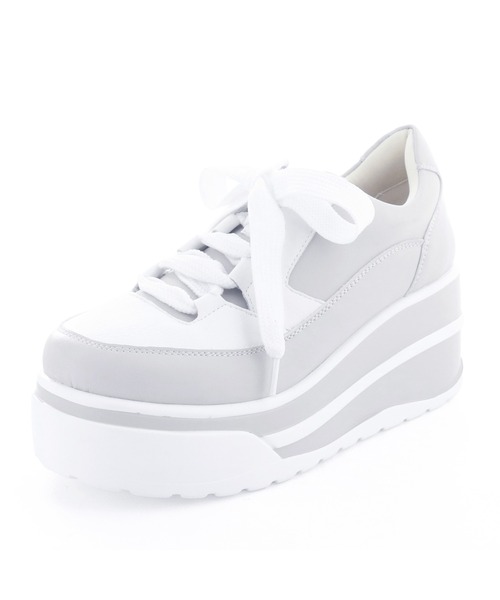 byあしながおじさん（バイアシナガオジサン）の「厚底レースアップスニーカー　8710637（スニーカー・レディース・ブラック/ベージュ/ライトグレー・M/S/L/LL）」の5枚目の写真