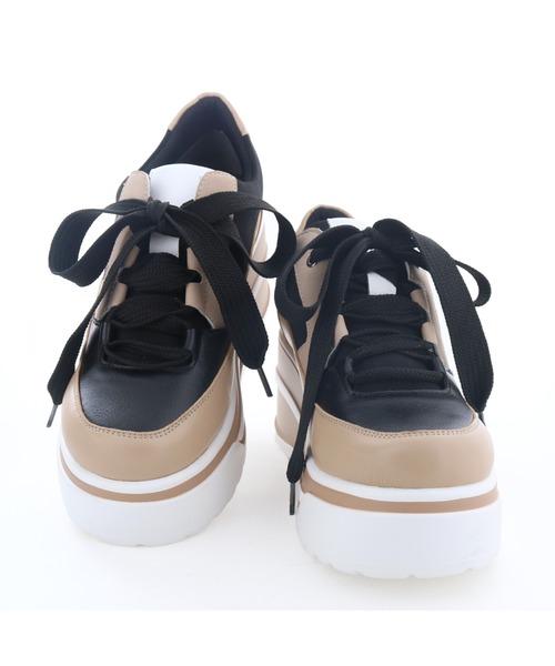 byあしながおじさん（バイアシナガオジサン）の「厚底レースアップスニーカー　8710637（スニーカー・レディース・ブラック/ベージュ/ライトグレー・M/S/L/LL）」の9枚目の写真