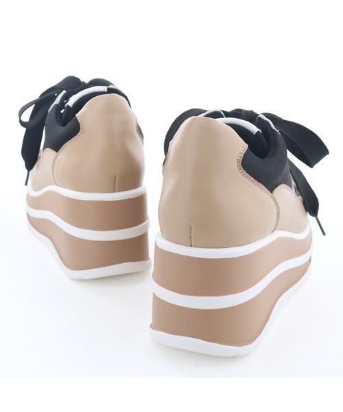 byあしながおじさん（バイアシナガオジサン）の「厚底レースアップスニーカー　8710637（スニーカー・レディース・ブラック/ベージュ/ライトグレー・M/S/L/LL）」の10枚目の写真