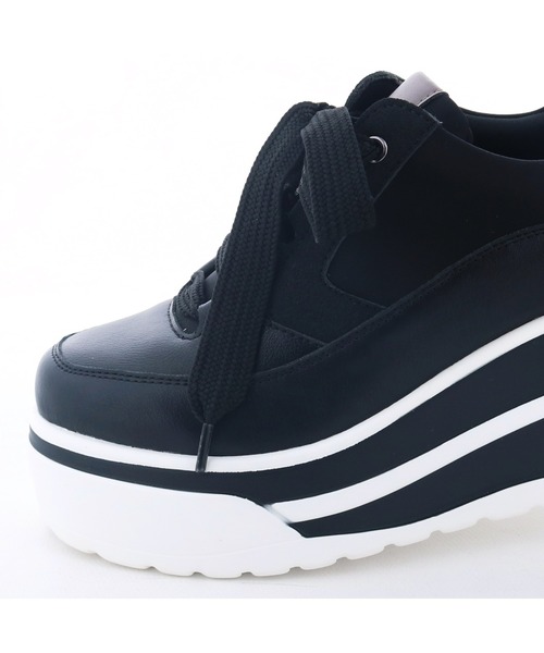 byあしながおじさん（バイアシナガオジサン）の「厚底レースアップスニーカー　8710637（スニーカー・レディース・ブラック/ベージュ/ライトグレー・M/S/L/LL）」の14枚目の写真