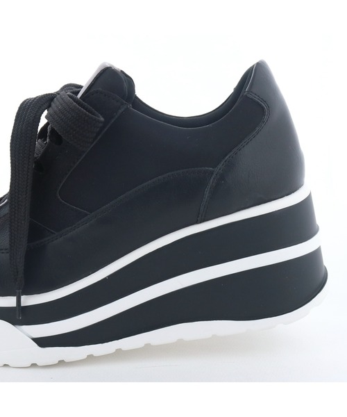 byあしながおじさん（バイアシナガオジサン）の「厚底レースアップスニーカー　8710637（スニーカー・レディース・ブラック/ベージュ/ライトグレー・M/S/L/LL）」の15枚目の写真