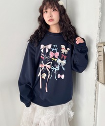 ファンシーリボンプリントプルオーバー
