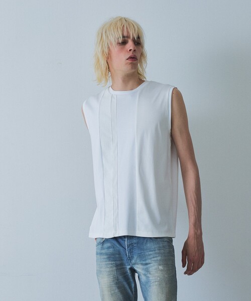 5351 POUR LES HOMMES(ゴーサンゴーイチプールオム)の「【コンビネーション】ノースリーブ Tシャツ(Tシャツ/カットソー・メンズ・ホワイト/ブラック・44/46/48/50)」の9枚目の写真