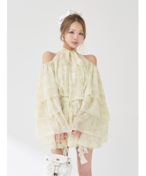 Darich（ダーリッチ）の「トワルドジュイシフォンフリルミニワンピース（ワンピース・レディース・サックスブルー/ピンク/イエロー・FREE/FL）」の2枚目の写真