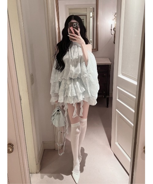 Darich（ダーリッチ）の「トワルドジュイシフォンフリルミニワンピース（ワンピース・レディース・サックスブルー/ピンク/イエロー・FREE/FL）」の10枚目の写真