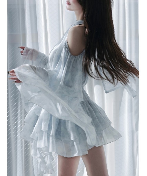 Darich（ダーリッチ）の「トワルドジュイシフォンフリルミニワンピース（ワンピース・レディース・サックスブルー/ピンク/イエロー・FREE/FL）」の4枚目の写真