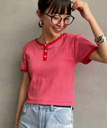 [MILLER/ミラー] 別注 クロップド丈 ボーダーヘンリーネックＴシャツ
