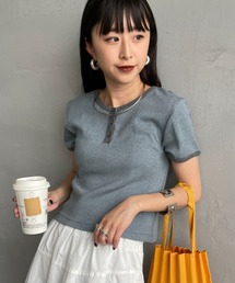 [MILLER/ミラー] 別注 クロップド丈 ボーダーヘンリーネックＴシャツ