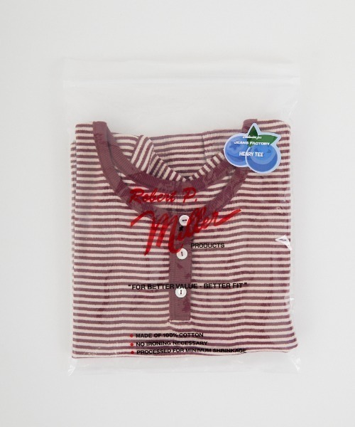 MILLER（ミラー）の「[MILLER/ミラー] 別注 クロップド丈 ボーダーヘンリーネックＴシャツ（Tシャツ/カットソー・レディース・レッド/チャコールグレー/ボルドー/ブラウン/サックスブルー・F）」の17枚目の写真