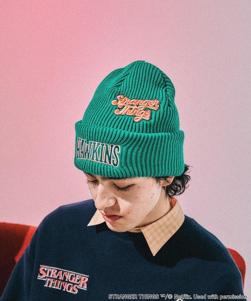 ストレンジャーシングス　ニット帽　ニコアンド STRANGER THINGS】コラボボリュームニットワッチ（ニットキャップ