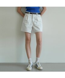 SIJN6030 color denim shorts_Ivory