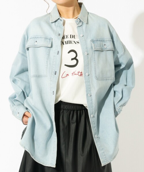 Healthy denim(ヘルシーデニム)の「【Healthy denim / ヘルシーデニム】Almond / デニムシャツ / オーバーサイズ【WEB限定】(シャツ/ブラウス・レディース・インディゴブルー/サックスブルー・フリー)」の2枚目の写真
