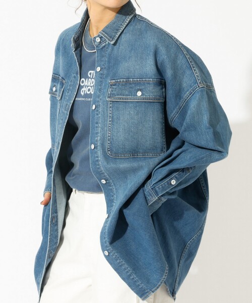 Healthy denim(ヘルシーデニム)の「【Healthy denim / ヘルシーデニム】Almond / デニムシャツ / オーバーサイズ【WEB限定】(シャツ/ブラウス・レディース・インディゴブルー/サックスブルー・フリー)」の1枚目の写真
