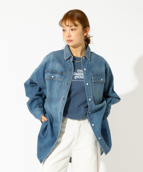 Healthy denim(ヘルシーデニム)の「【Healthy denim / ヘルシーデニム】Almond / デニムシャツ / オーバーサイズ【WEB限定】(シャツ/ブラウス・レディース・インディゴブルー/サックスブルー・フリー)」の3枚目の写真