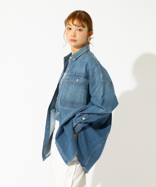 Healthy denim(ヘルシーデニム)の「【Healthy denim / ヘルシーデニム】Almond / デニムシャツ / オーバーサイズ【WEB限定】(シャツ/ブラウス・レディース・インディゴブルー/サックスブルー・フリー)」の5枚目の写真