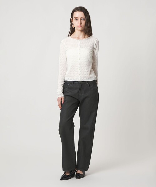 ASTRAET(アストラット)の「<ASTRAET>コーティング デニムパンツ UNISEX(デニムパンツ・レディース・オフホワイト/ブラック・1/00/2/0)」の7枚目の写真