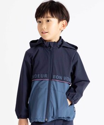 BeBe（ベベ）の「【撥水加工】リップストップフード付きバイカラーロゴブルゾン(90~150cm)（ブルゾン）」