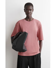 COS トップス SATIN-TRIMMED COTTON-JERSEY LONG-SLEEVED TOP サテントリム コットン