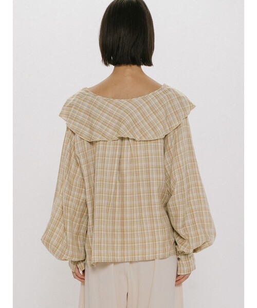 MIDIUMISOLID(ミディウミソリッド)の「MIDIUMISOLID for Ladies チェックビッグフリルカラーブラウス(シャツ/ブラウス・レディース・ベージュ/ブラウン・FREE)」の18枚目の写真
