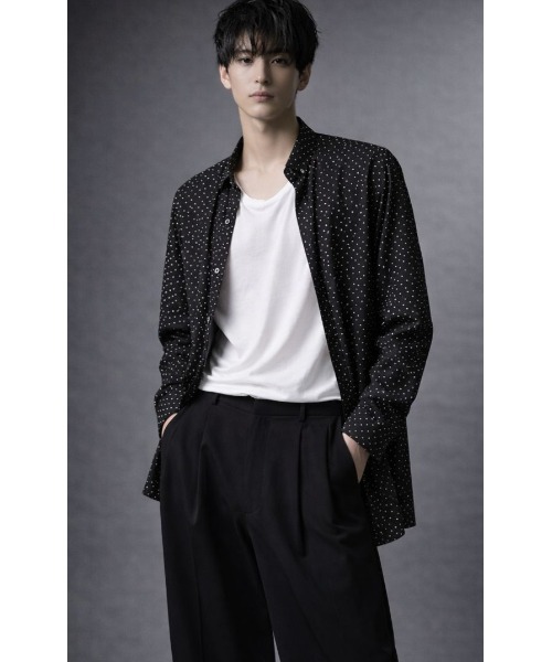 Sakka(サッカ)の「国産スタンドカラードット柄シャツ(シャツ/ブラウス・レディース・ブラック・MEDIUM/LARGE)」の3枚目の写真