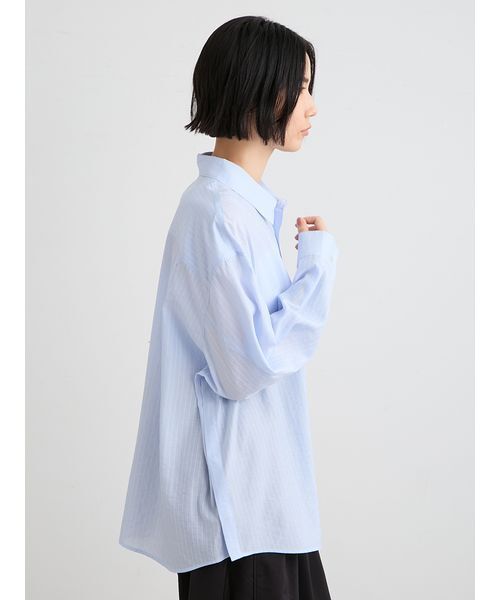 MIESROHE（ミースロエ）の「シアーストライプサイドオープンシャツ（シャツ/ブラウス・レディース・ライトブルー/イエロー/ホワイト・F）」の13枚目の写真