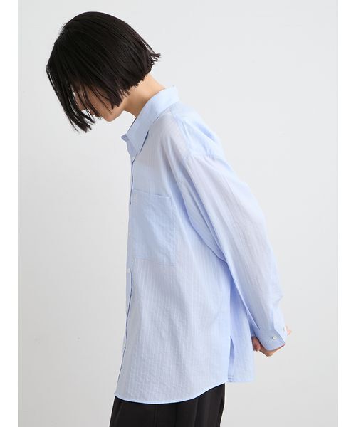 MIESROHE（ミースロエ）の「シアーストライプサイドオープンシャツ（シャツ/ブラウス・レディース・ライトブルー/イエロー/ホワイト・F）」の14枚目の写真
