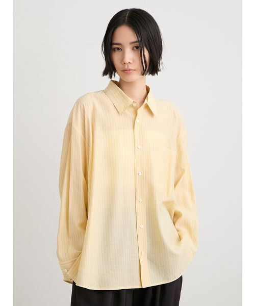 MIESROHE（ミースロエ）の「シアーストライプサイドオープンシャツ（シャツ/ブラウス・レディース・ライトブルー/イエロー/ホワイト・F）」の18枚目の写真